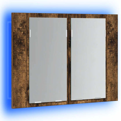 LED-Spiegelschrank Räuchereiche 60x12x45 cm Holzwerkstoff