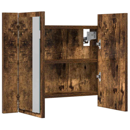 LED-Spiegelschrank Räuchereiche 60x12x45 cm Holzwerkstoff