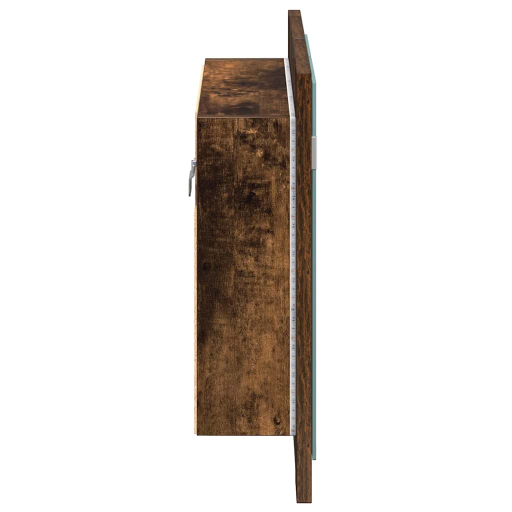 LED-Spiegelschrank Räuchereiche 60x12x45 cm Holzwerkstoff