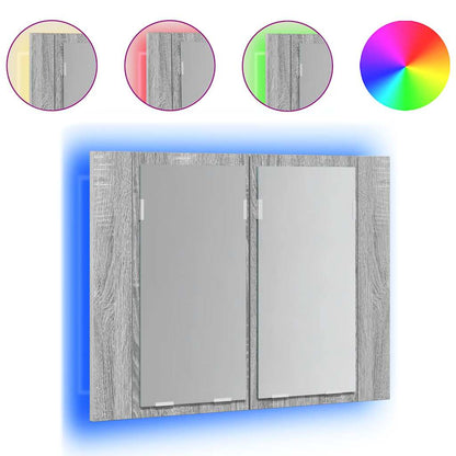 LED-Spiegelschrank Grau Sonoma 60x12x45 cm Holzwerkstoff