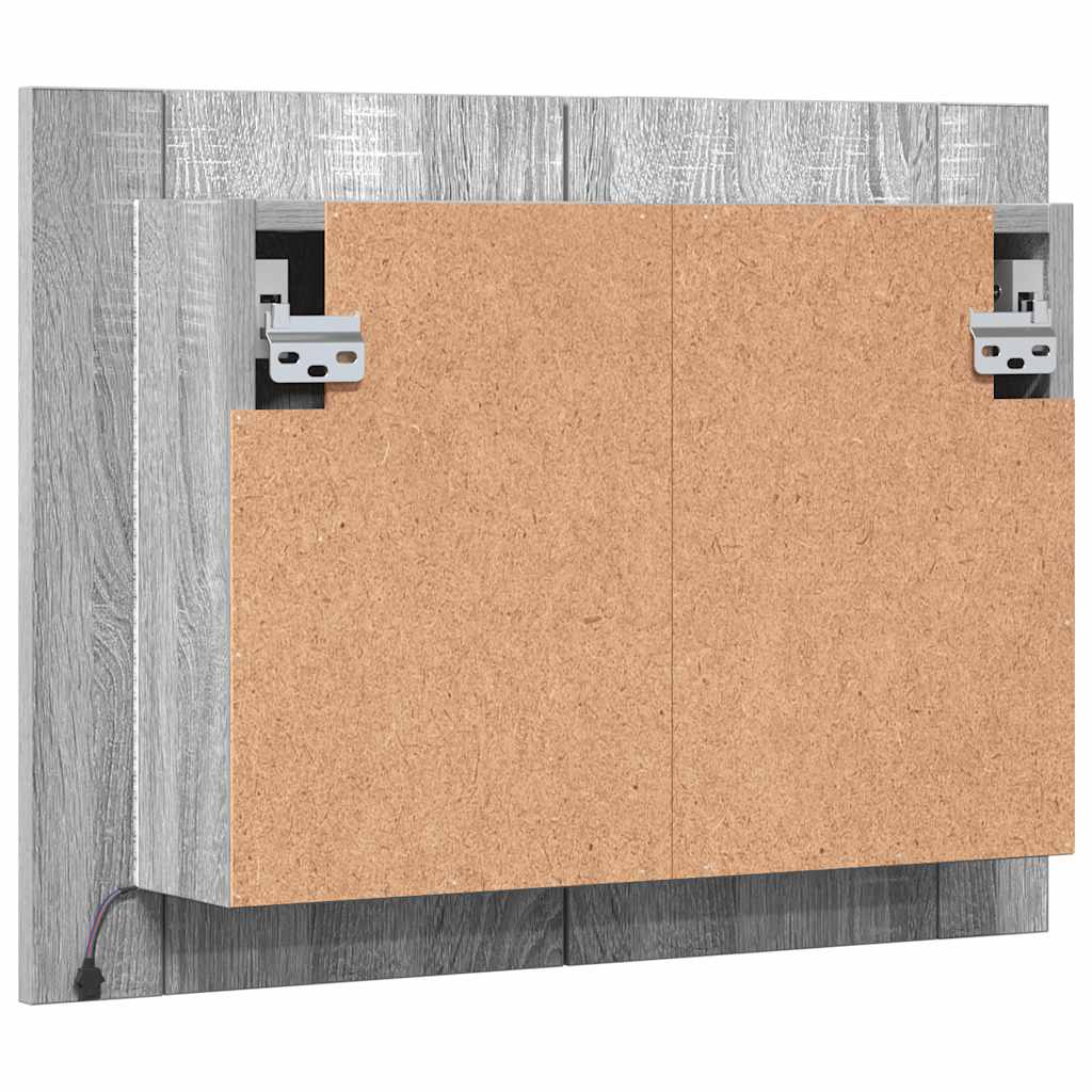 LED-Spiegelschrank Grau Sonoma 60x12x45 cm Holzwerkstoff