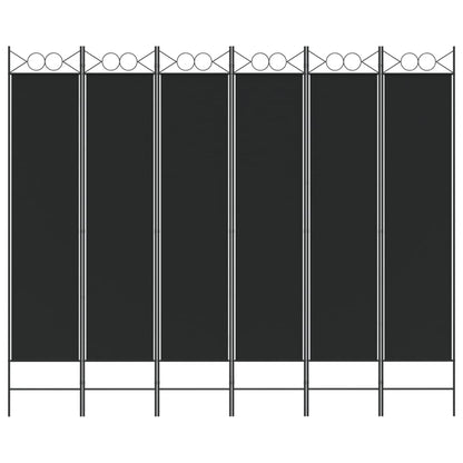 6-tlg. Paravent Schwarz 240x200 cm Stoff