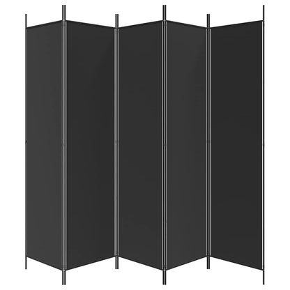 5-tlg. Paravent Schwarz 250x200 cm Stoff