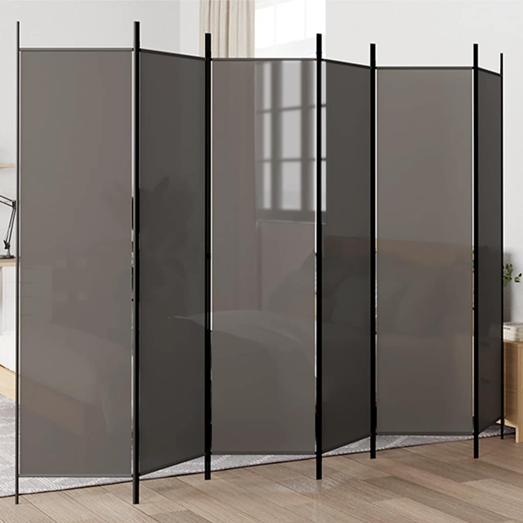 6-tlg. Paravent Anthrazit 300x200 cm Stoff