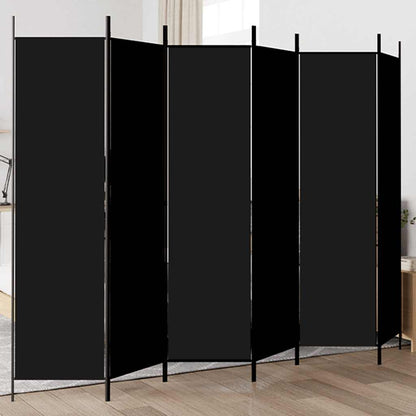 6-tlg. Paravent Schwarz 300x200 cm Stoff