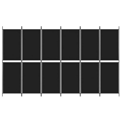 6-tlg. Paravent Schwarz 300x180 cm Stoff