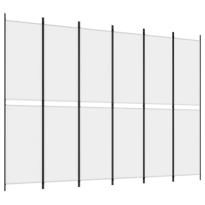 6-tlg. Paravent Weiß 300x220 cm Stoff