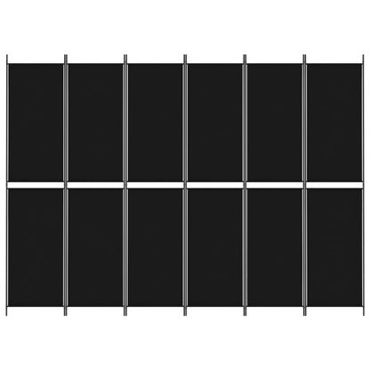 6-tlg. Paravent Schwarz 300x220 cm Stoff
