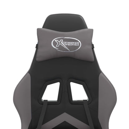 Gaming-Stuhl mit Fußstütze Drehbar Schwarz & Grau Kunstleder