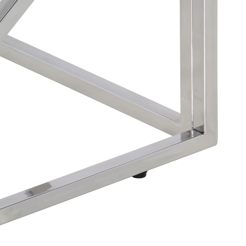 Couchtisch Silbern Edelstahl und Altholz Massivholz