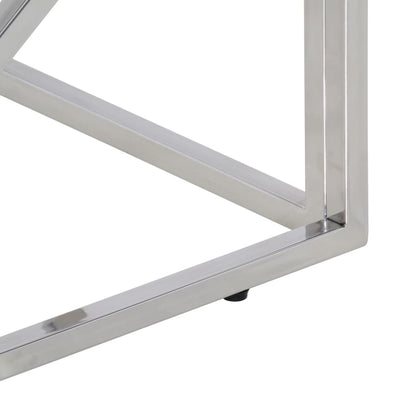 Couchtisch Silbern Edelstahl und Altholz Massivholz