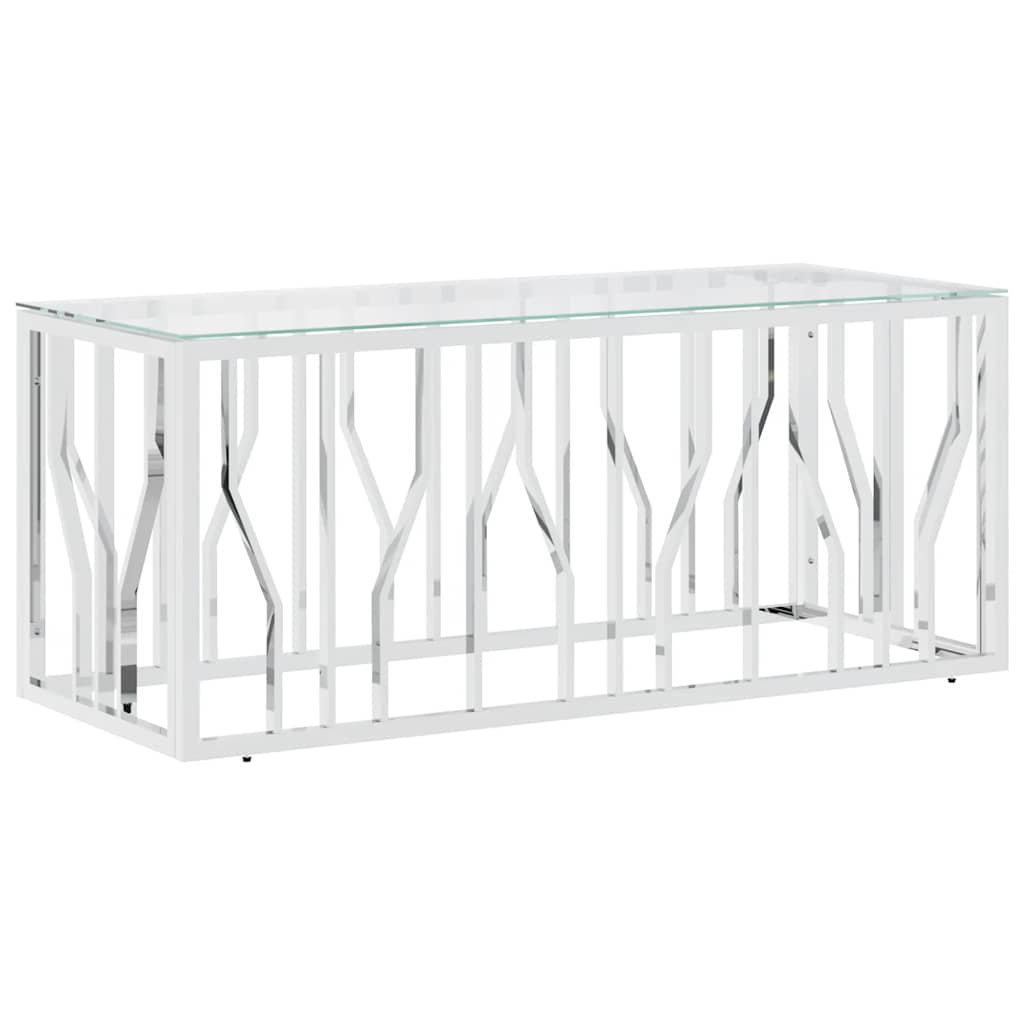Couchtisch 110x45x45 cm Edelstahl und Glas