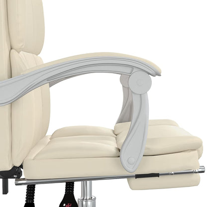 Bürostuhl mit Liegefunktion Creme Kunstleder