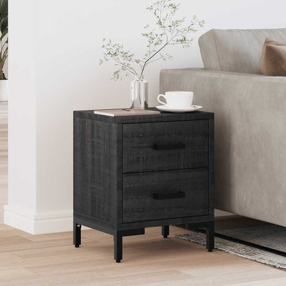 Nachttisch Schwarz 36x30x45 cm Massivholz Kiefer