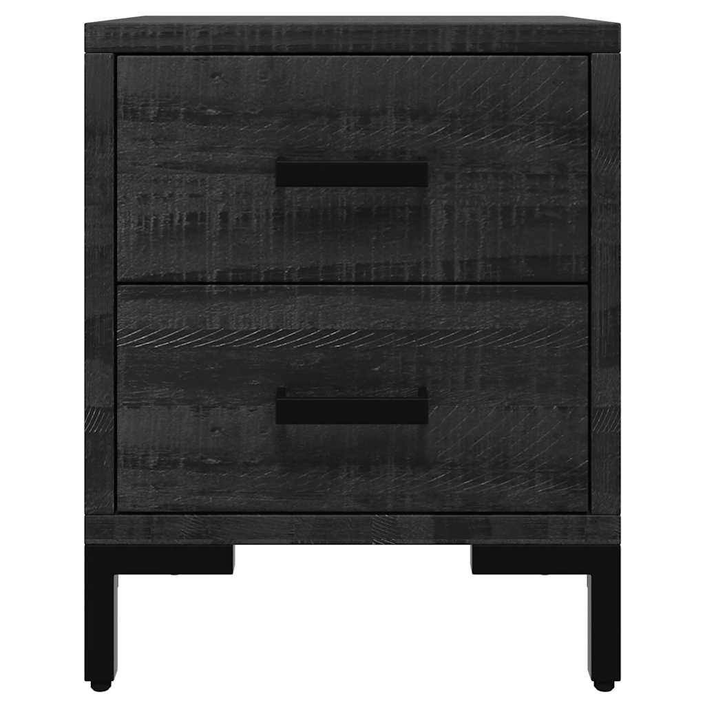 Nachttisch Schwarz 36x30x45 cm Massivholz Kiefer