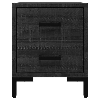 Nachttisch Schwarz 36x30x45 cm Massivholz Kiefer