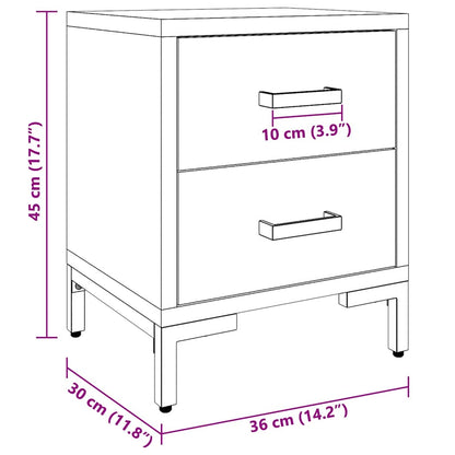Nachttisch Schwarz 36x30x45 cm Massivholz Kiefer