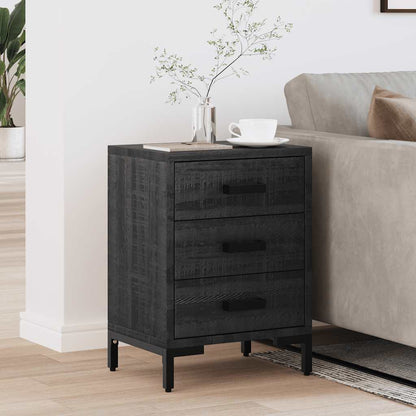 Nachttisch Schwarz 40x30x55 cm Massivholz Kiefer