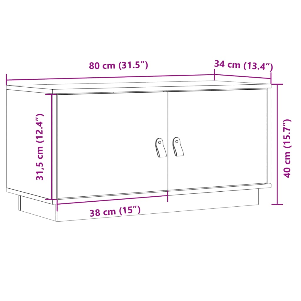 TV-Schrank 80x34x40 cm Massivholz Kiefer