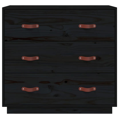 Sideboard Schwarz 80x40x75 cm Massivholz Kiefer