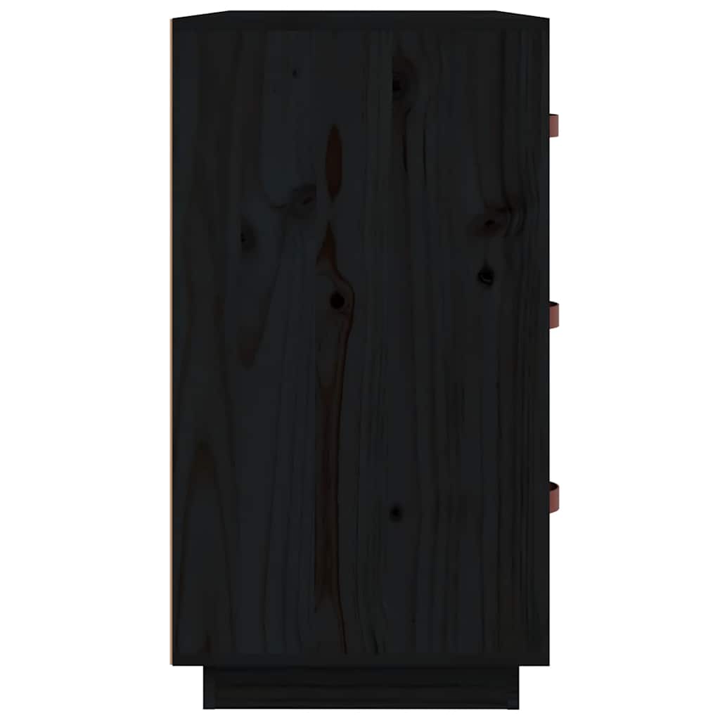 Sideboard Schwarz 80x40x75 cm Massivholz Kiefer