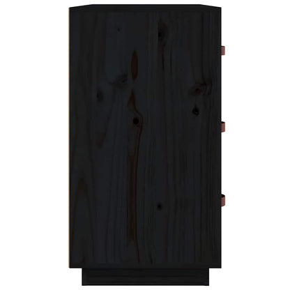 Sideboard Schwarz 80x40x75 cm Massivholz Kiefer