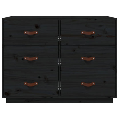 Sideboard Schwarz 100x40x75 cm Massivholz Kiefer