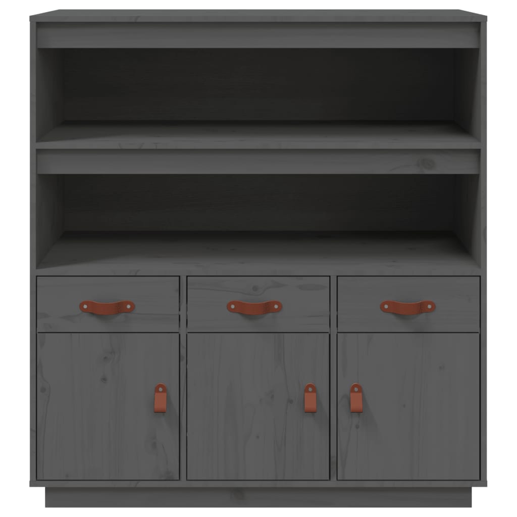 Highboard Grau 100x40x108,5 cm Massivholz Kiefer