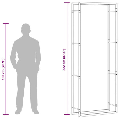 Brennholzregal Mattschwarz 80 x 28 x 222 cm Stahl