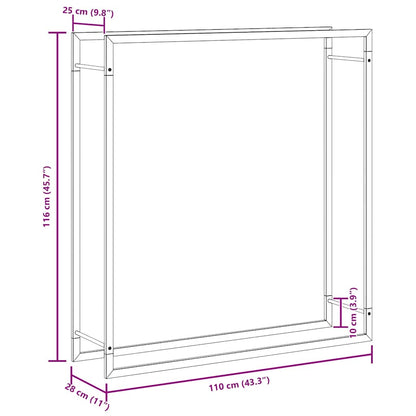Brennholzregal Mattschwarz 110x28x116 cm Stahl