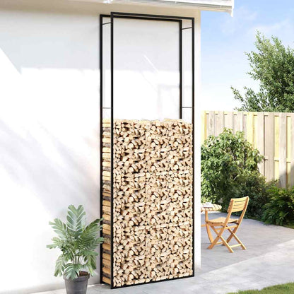 Brennholzregal Mattschwarz 110x28x312 cm Stahl