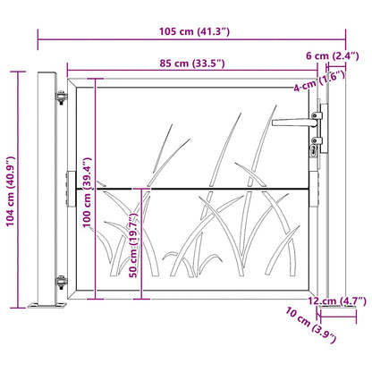 Gartentor 100x100 cm Cortenstahl Gras-Design