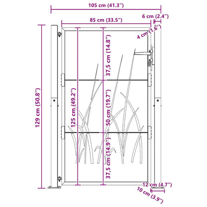 Gartentor 100x125 cm Cortenstahl Gras-Design