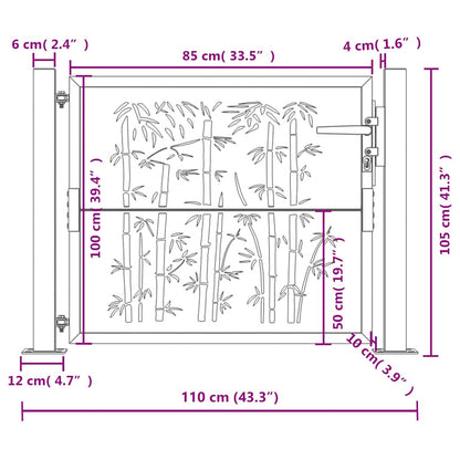 Gartentor Anthrazit 100x100 cm Stahl Bambus-Design