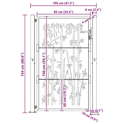 Gartentor 100x150 cm Cortenstahl Bambus-Design