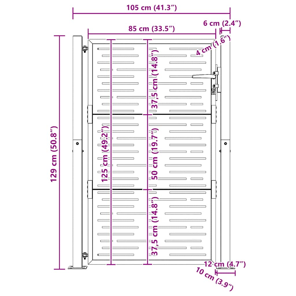 Gartentor 100x125 cm Cortenstahl Quadratisches Design