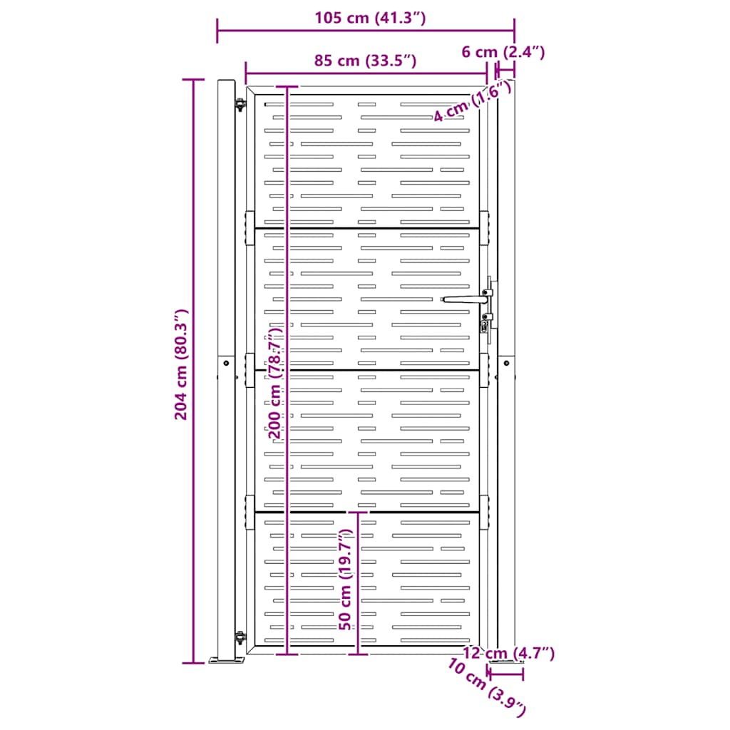 Gartentor 100x200 cm Cortenstahl Quadratisches Design