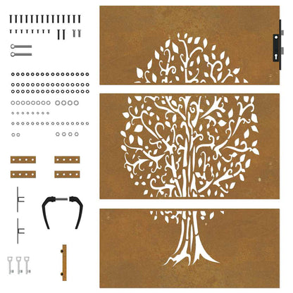 Gartentor 85x150 cm Cortenstahl Baum-Design