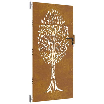 Gartentor 85x175 cm Cortenstahl Baum-Design