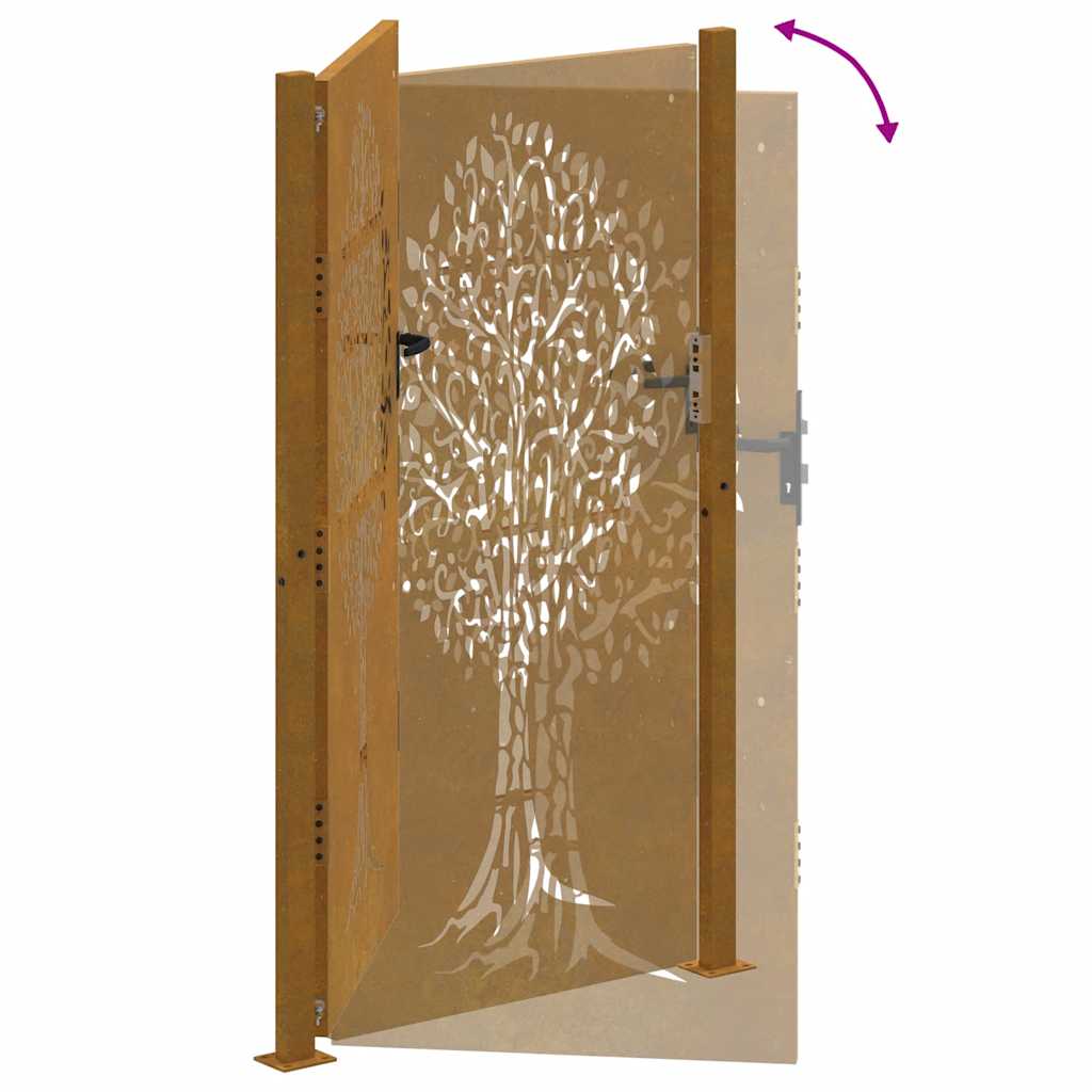 Gartentor 100x175 cm Cortenstahl Baumdesign