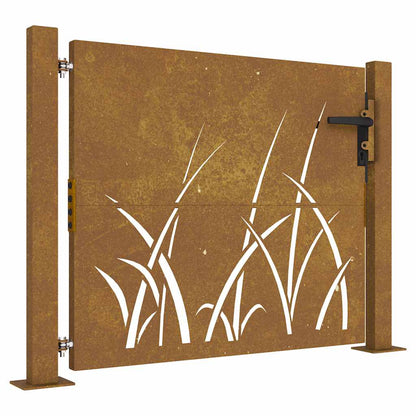 Gartentor 100x75 cm Cortenstahl Gras-Design