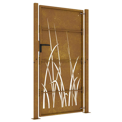 Gartentor 100x200 cm Cortenstahl Gras-Design