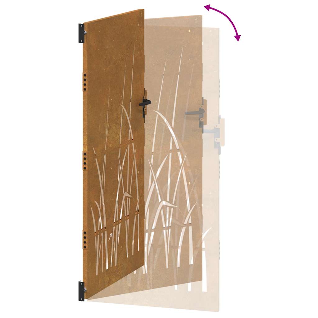Gartentor 100x200 cm Cortenstahl Gras-Design