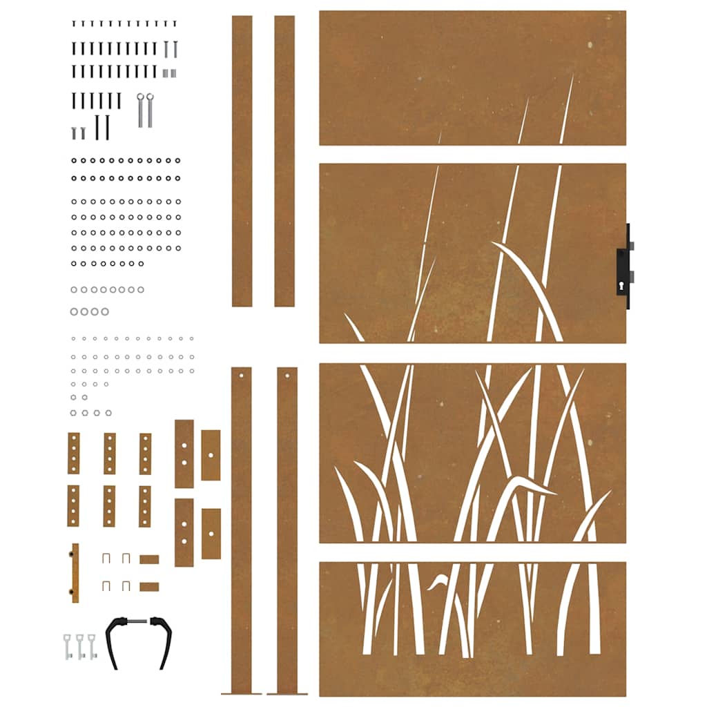 Gartentor 100x200 cm Cortenstahl Gras-Design