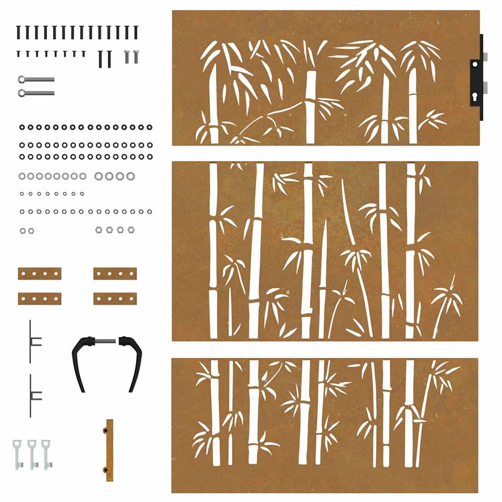 Gartentor 85x125 cm Cortenstahl Bambus-Design