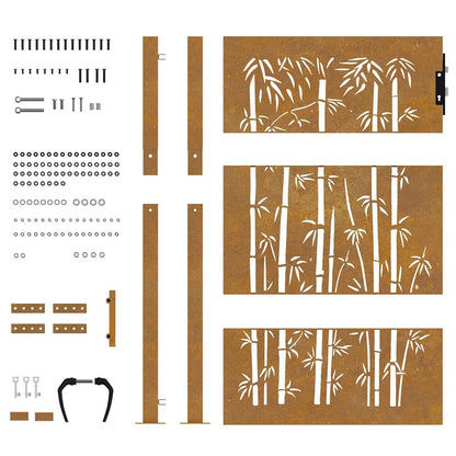 Gartentor 100x125 cm Cortenstahl Bambus-Design