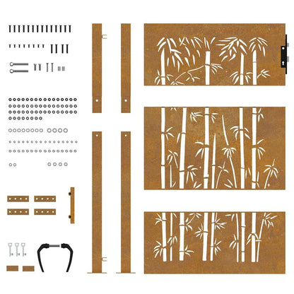 Gartentor 100x150 cm Cortenstahl Bambus-Design