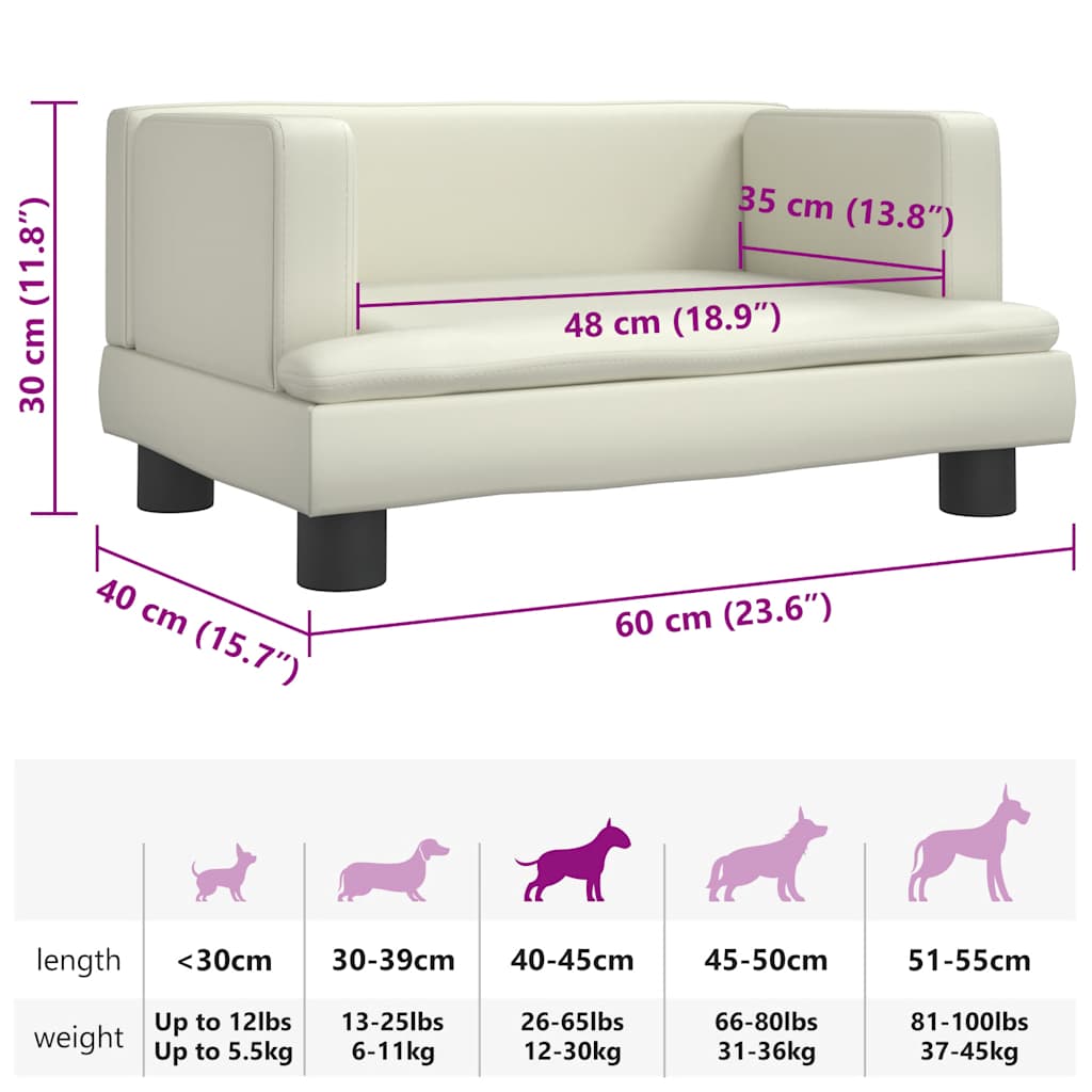 Hundebett Creme 60x40x30 cm Kunstleder