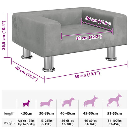 Hundebett Hellgrau 50x40x26,5 cm Samt