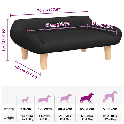 Hundebett Schwarz 70x40x24 cm Stoff